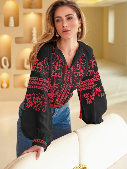 Tribute to Ukrainian Elegance Black Vyshyvanka for Women