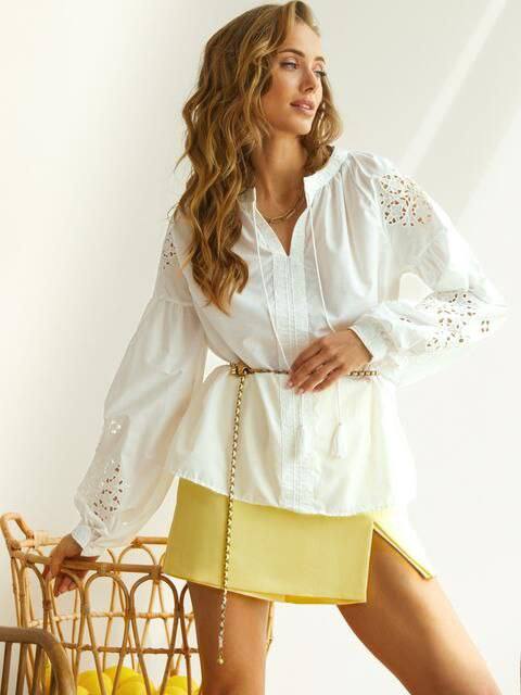 Elegant White Bohemian Style Embroidered Vyshyvanka Blouse