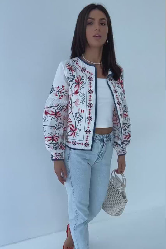 High Quality Crop Top Summer Embroidered Boho Jacket with Artistic Charm