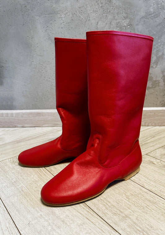 Folk Ukrainian Leather Dancing Cossac Hopac Red Boots for Adult Men