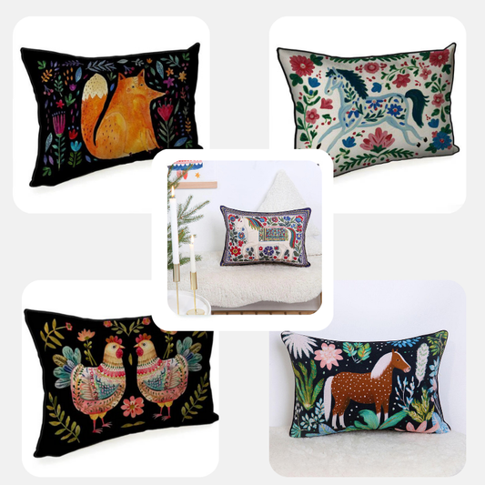 Folk Art Print Ukraine Pillow Modern Ukrainian Home Decor - 5 Designs