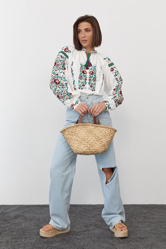Modern Ukrainian Oversize Vyshyvanka for Women with Floral Embroidery
