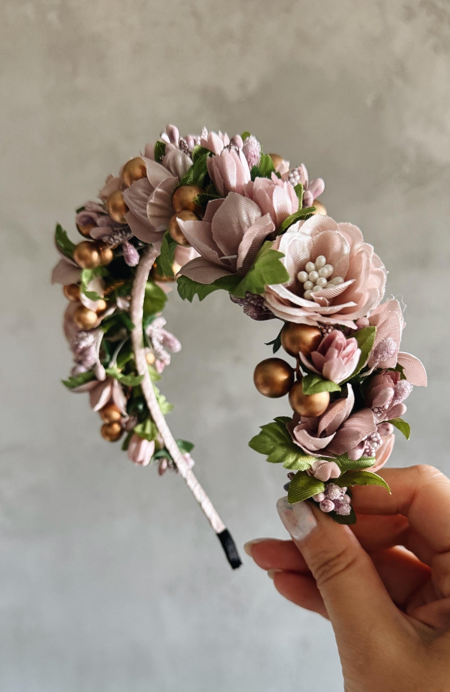 Luxury Modern Handmade Dusty Pink Ukrainian Floral Crown