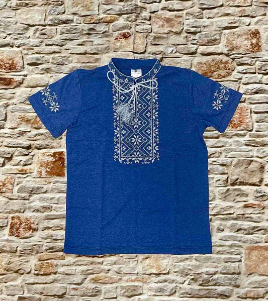 2-12YO Traditional Cotton Ukrainian T-Shirt Vyshyvanka for Boys with Embroidery
