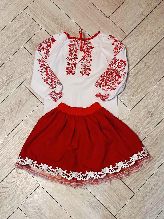 3-12YO Ukrainian Traditional Costume with Vyshyvanka for Girls