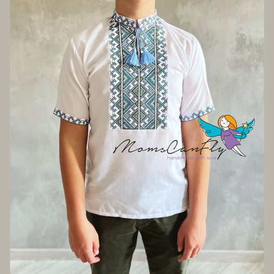 XXS-7XL Short Sleeve Embriodered Ukrainian Vyshyvanka for Men